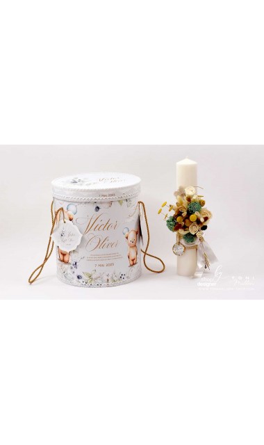 Trusou botez cu ursuleti si motive florale eucalipt Teddy Bear Nude 5